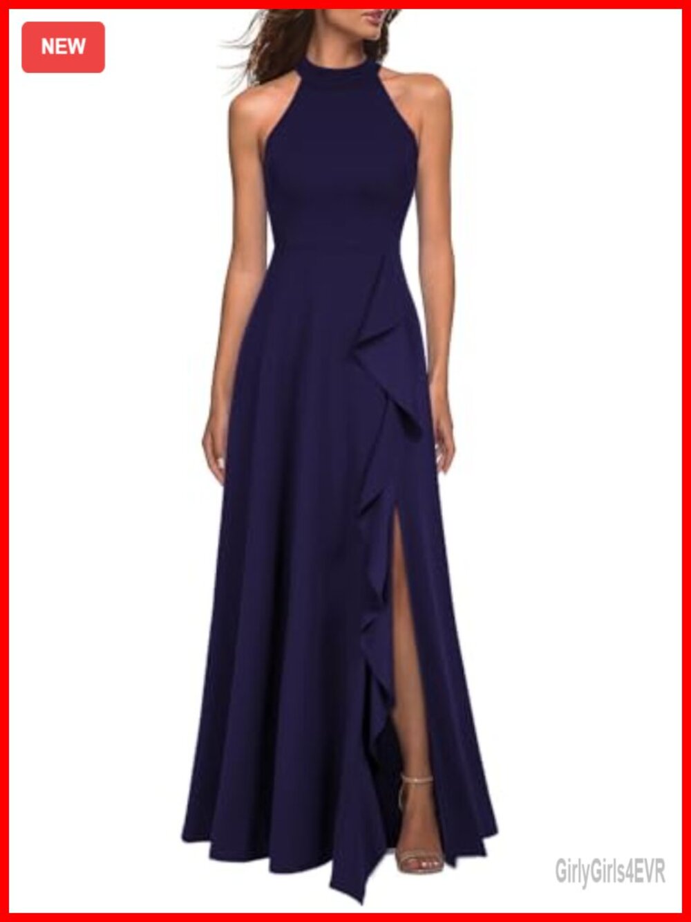 High Neck Sleeveless Split A-Line Maxi Dress Bodycon Formal Evening Cocktail